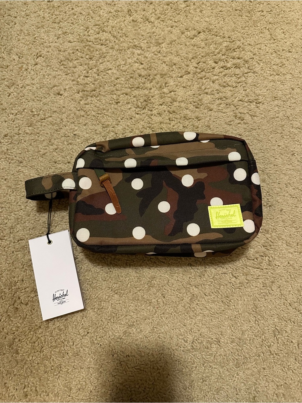 Herschel Camo & White Polka Dot Travel Pouch